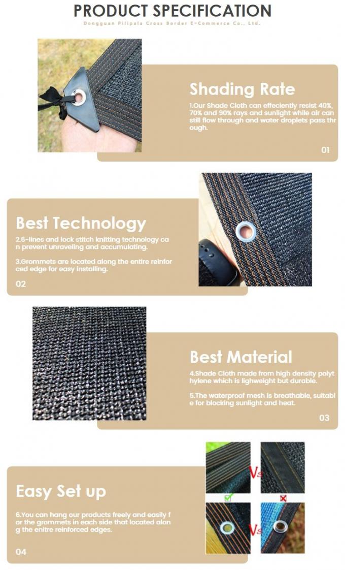 90% verstärkter Gummimuffen-Gewächshaus-Schatten-Stoff für Pool-Patio 1
